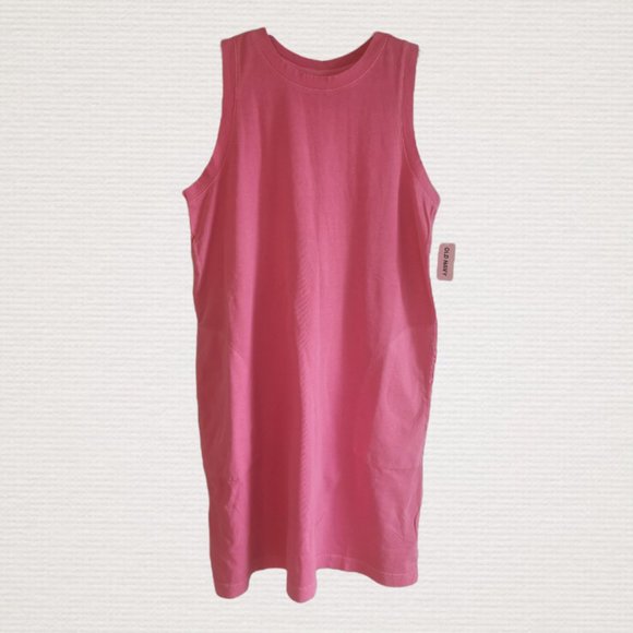 NEW - OLD NAVY Sleeveless Vintage Mini T-Shirt Swing Dress - Pink Medium - Picture 3 of 6